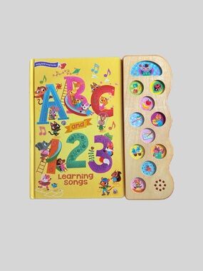ABC & 123 Learning Songs Kids Sound Board Book 11 Button Wood Inlay Module